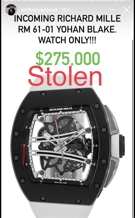 stolen richard mille watch anthony farrer